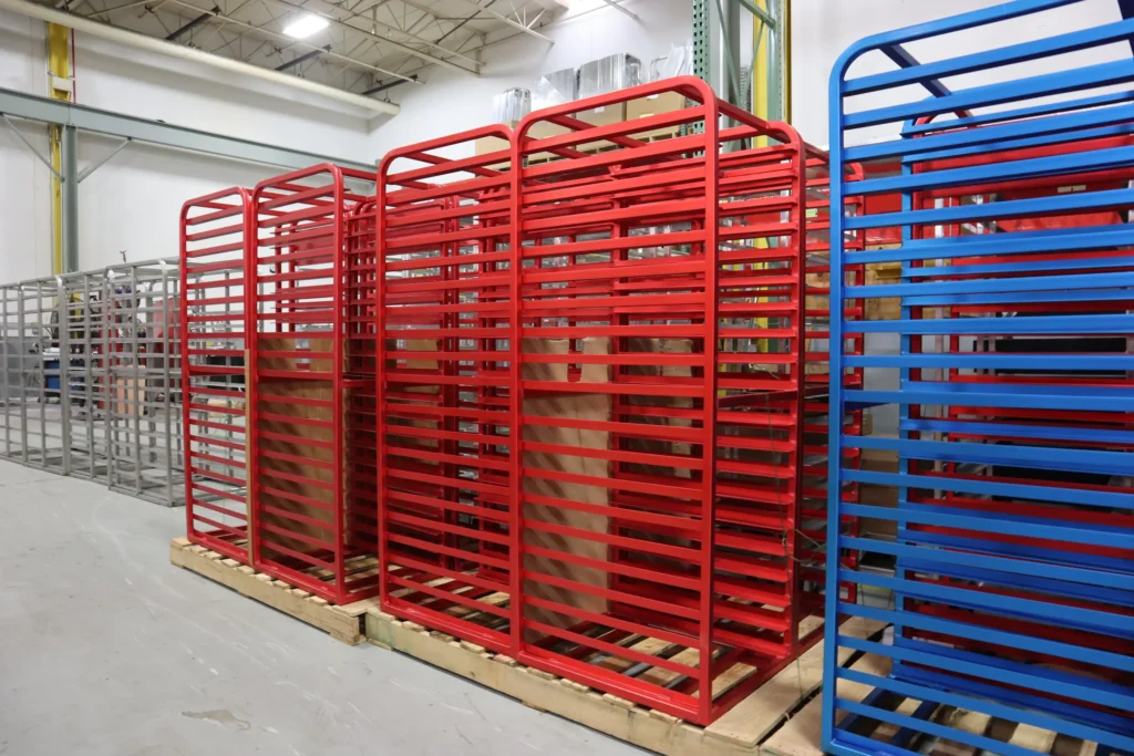 Red Colored Anodized Pan Rack Food Safe by Schaumburg Specialties