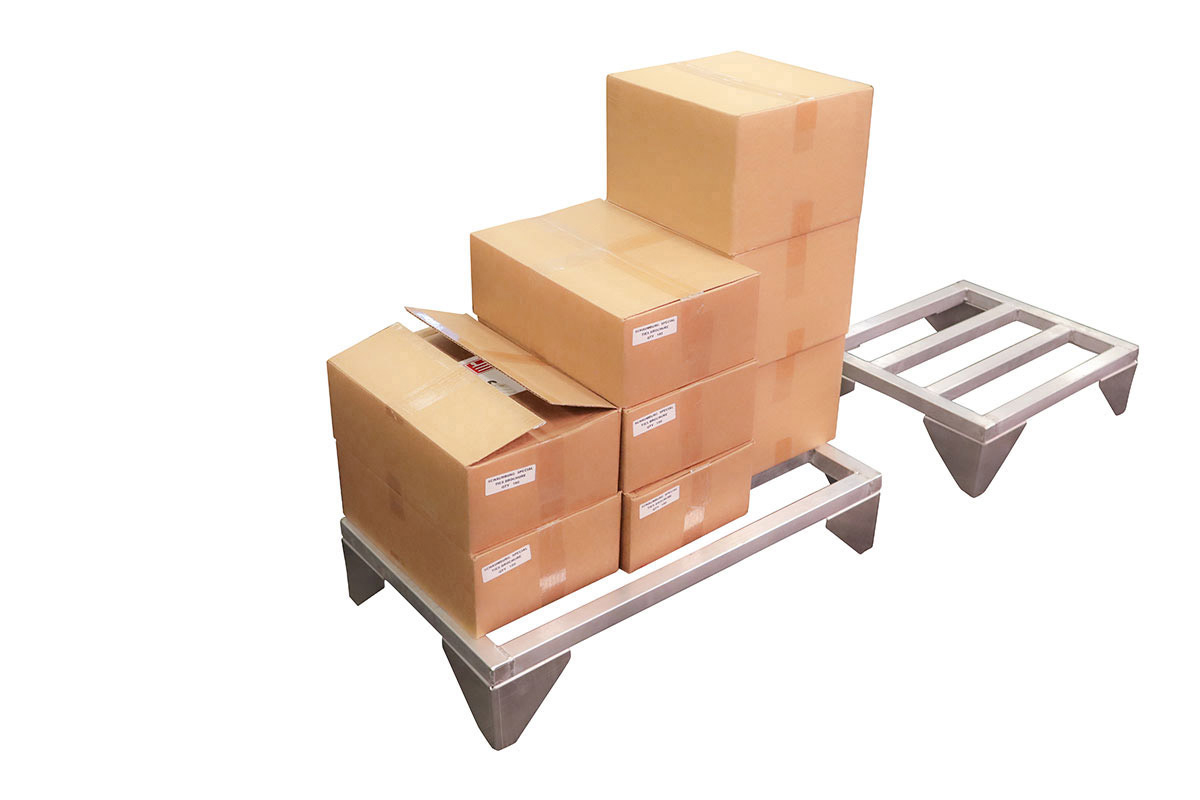 Aluminum Dunnage Rack with boxes