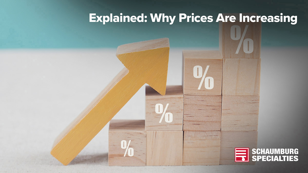 Schaumburg Specialties graphic illustrating increase in prices 2022