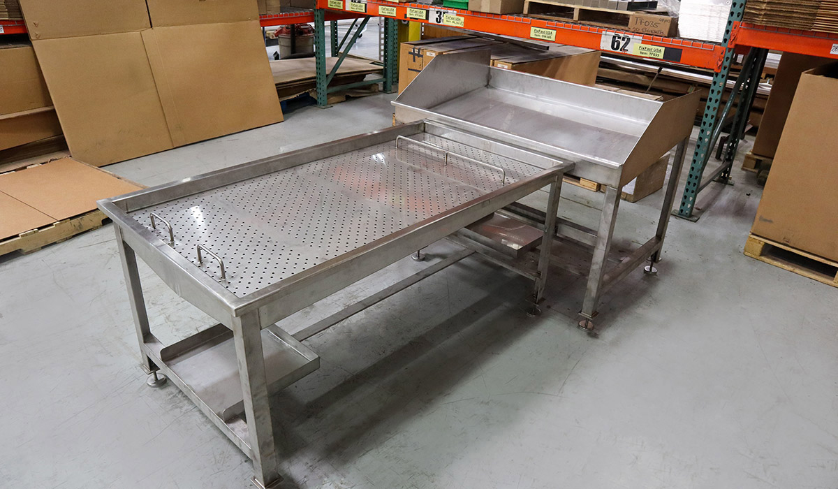 Custom frozen food processing table