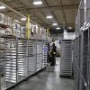 Industrial bakery racks in warehouse
