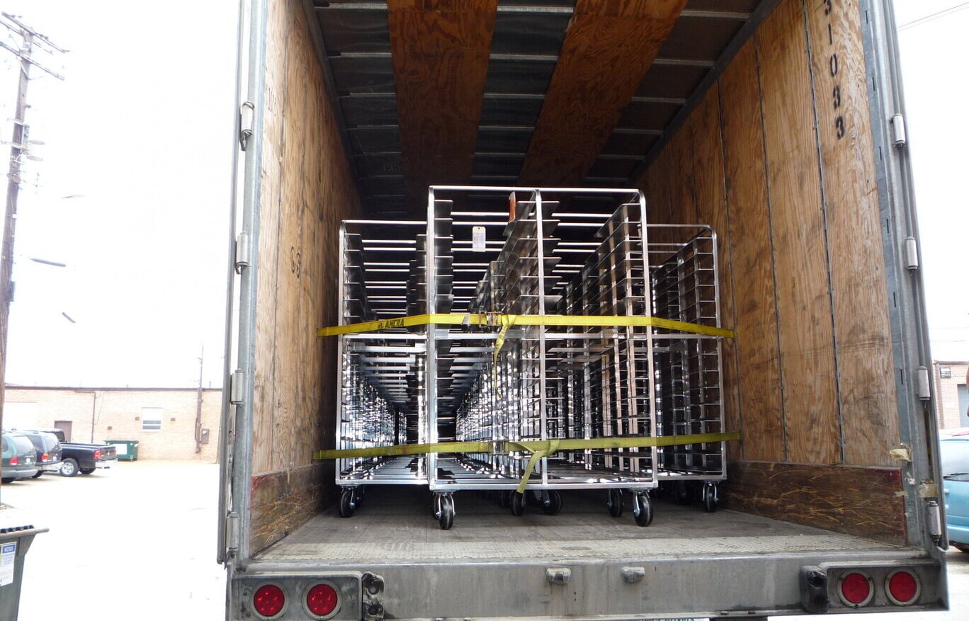 commercial oven racks out for deliver in lorry