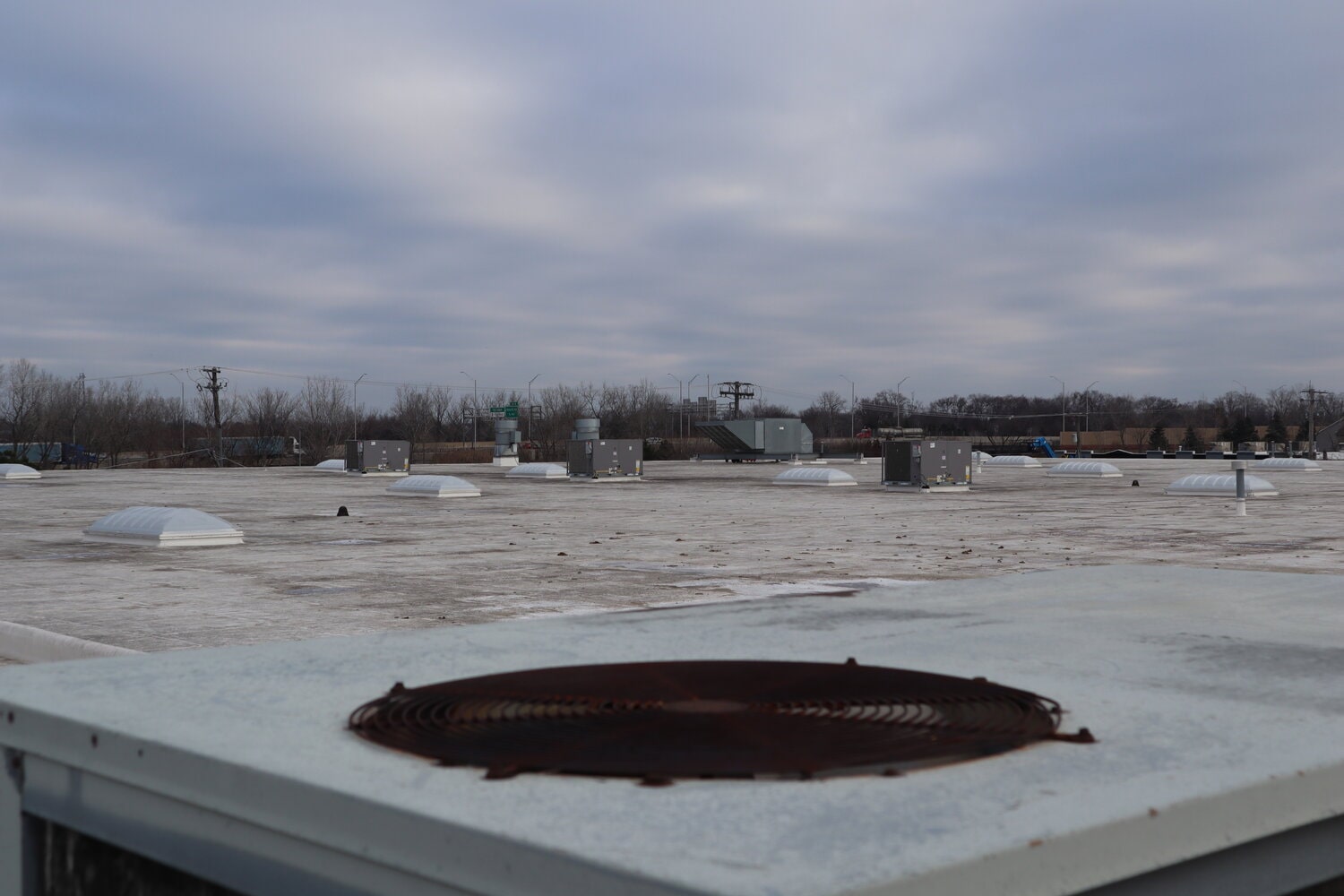 The roof of our large industrial spray painting booth at Schaumburg HQ
