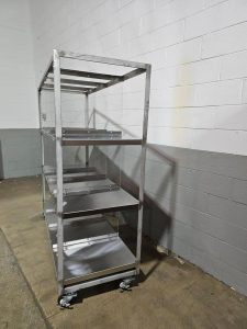 steel food storage rack on wheels