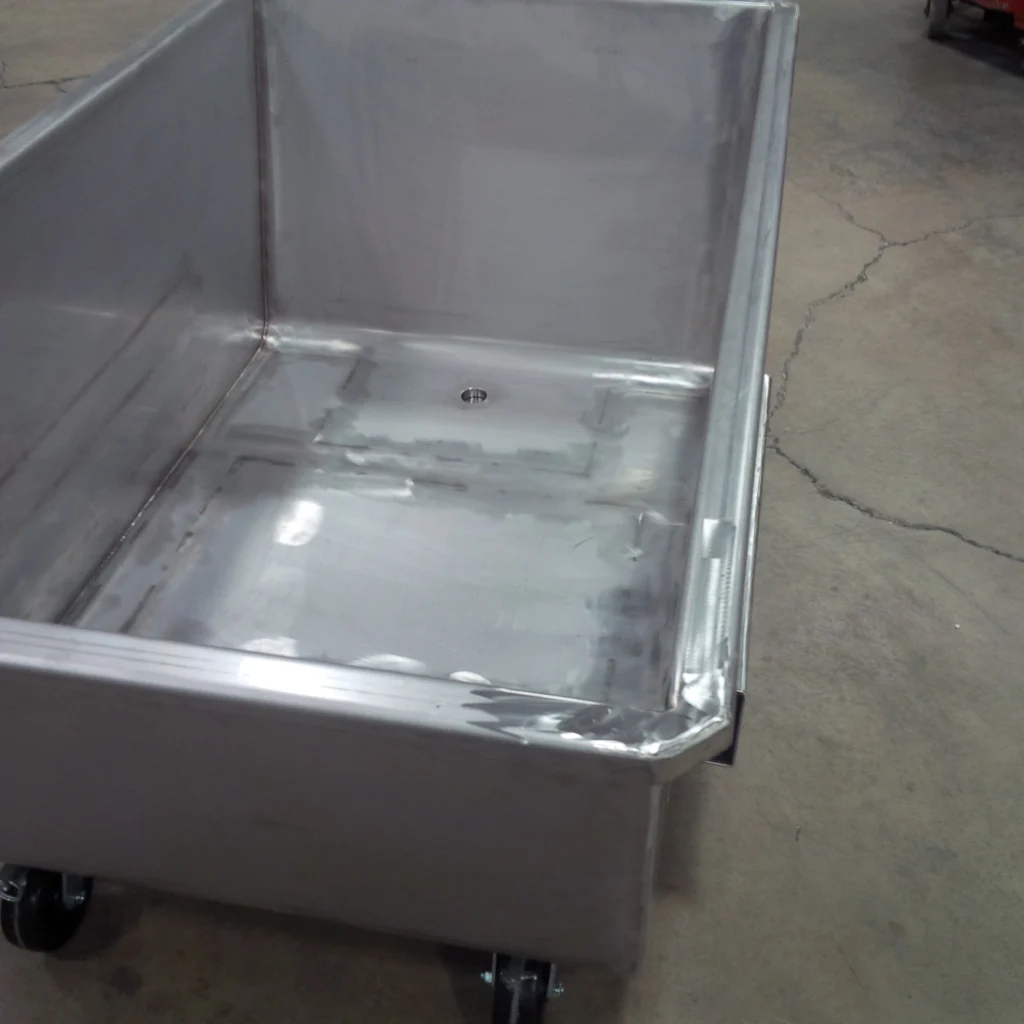 Adding sanitary port to dough troughs part2 | Schaumburg Specialties