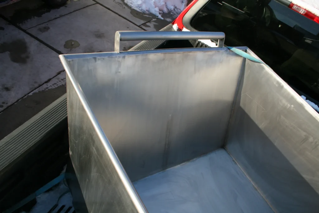 Top view stainless dough trough handle open container | Schaumburg Specialties