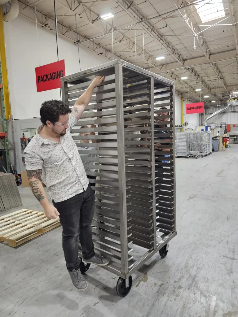 Team testing heavy duty bakery rack part 2