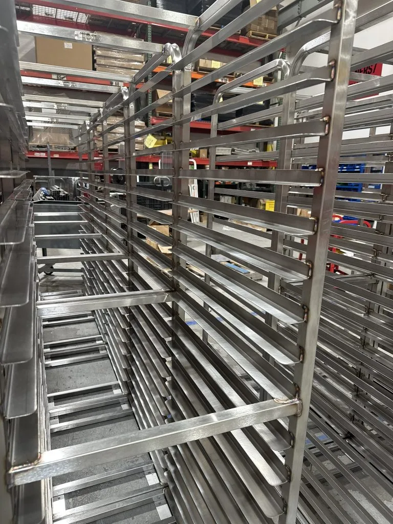 Stainless steel racks built for Aramark by Schaumburg Specialties
